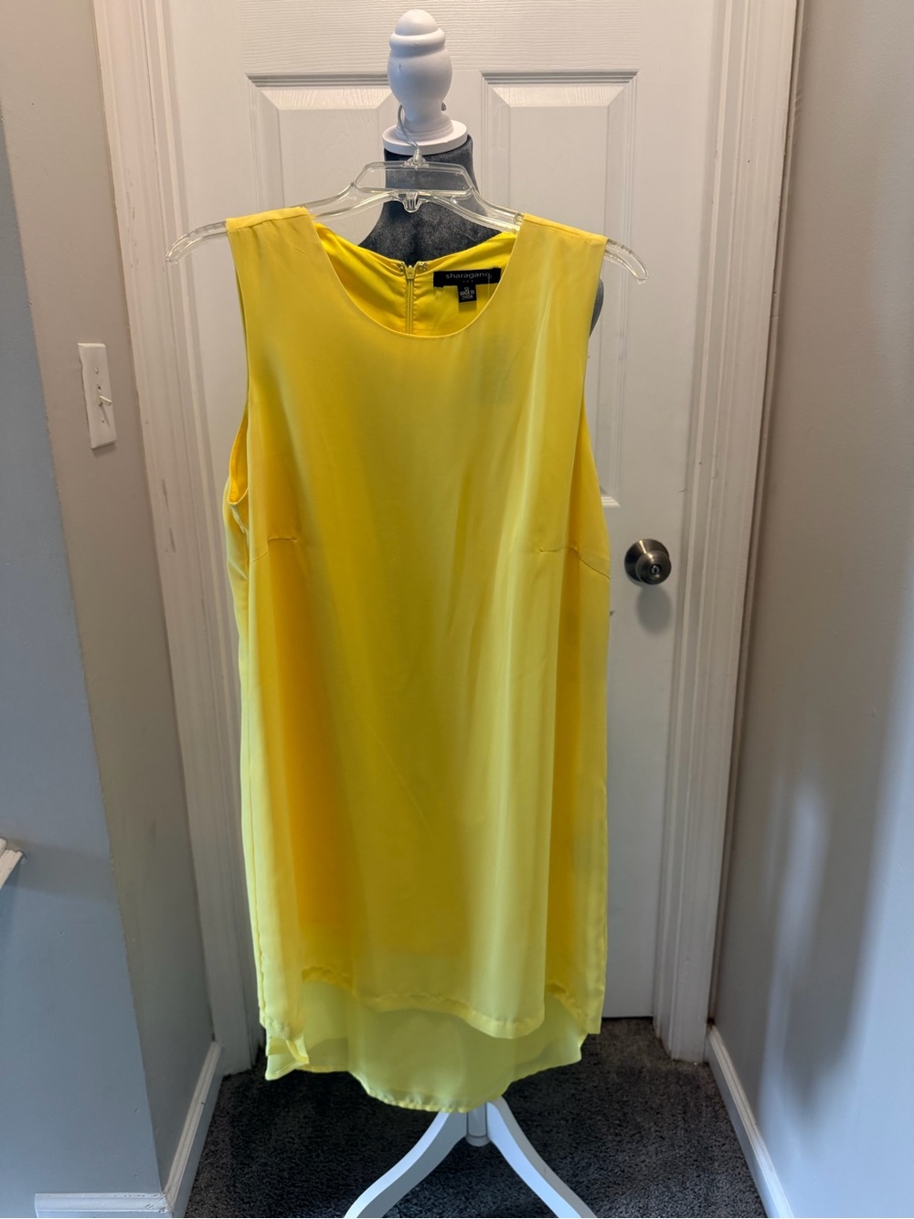 Sharagano Bright Yellow Sleeveless Midi Shift Dress